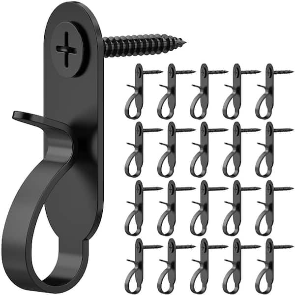 20 Pcs Black Stainless Steel String Light Screw Hooks for Christmas Party Easy Release Wire and Fairy Led Lights
