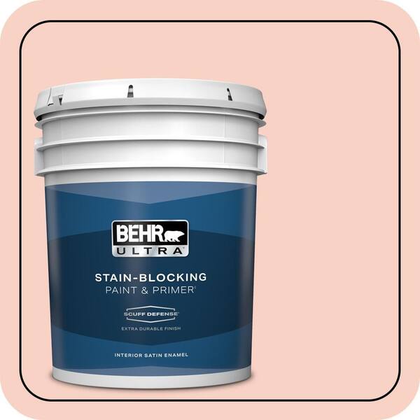 BEHR ULTRA 5 gal. #210C-2 Demure Pink Extra Durable Satin Enamel Interior Paint & Primer