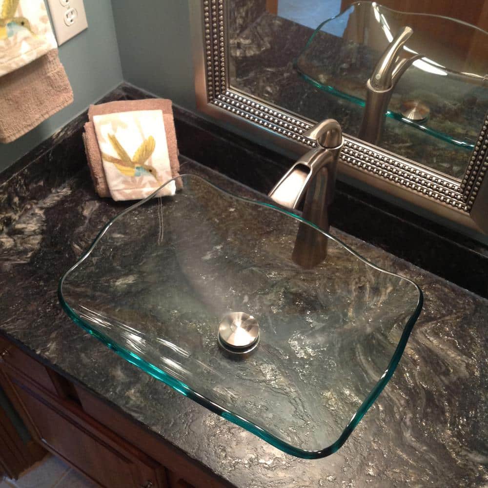 Elegante Clear Fluted Glass Above-Counter Vessel Sink