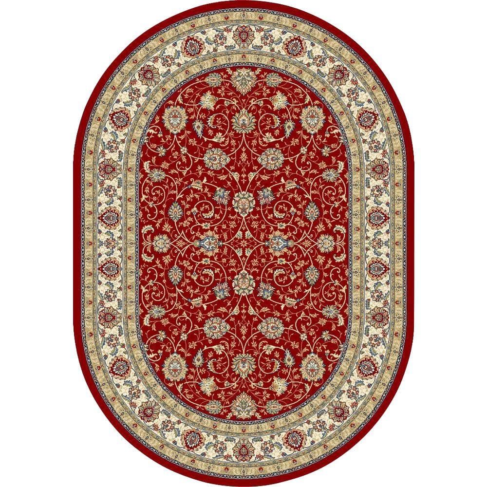 Home Decorators Collection Vaughan Red/Ivory 5 ft. x 8 ft. Oval Indoor