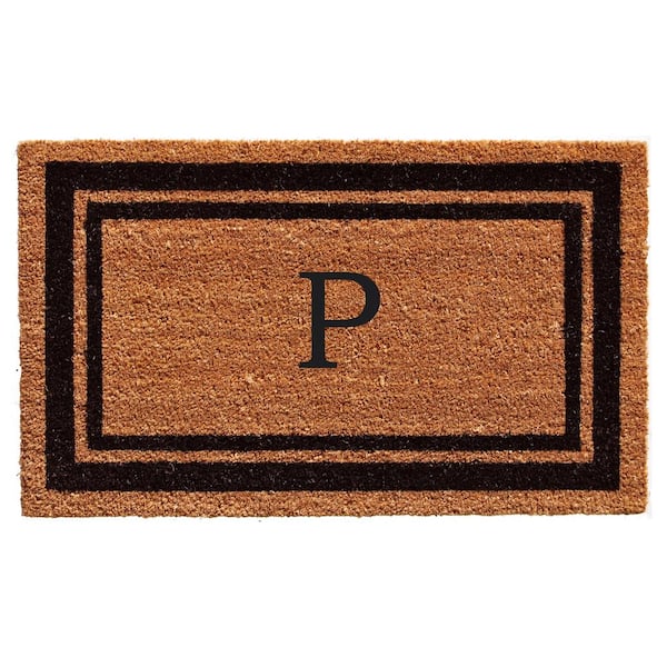 Calloway Mills Black Border 30" x 48" Monogram Doormat (Letter P)