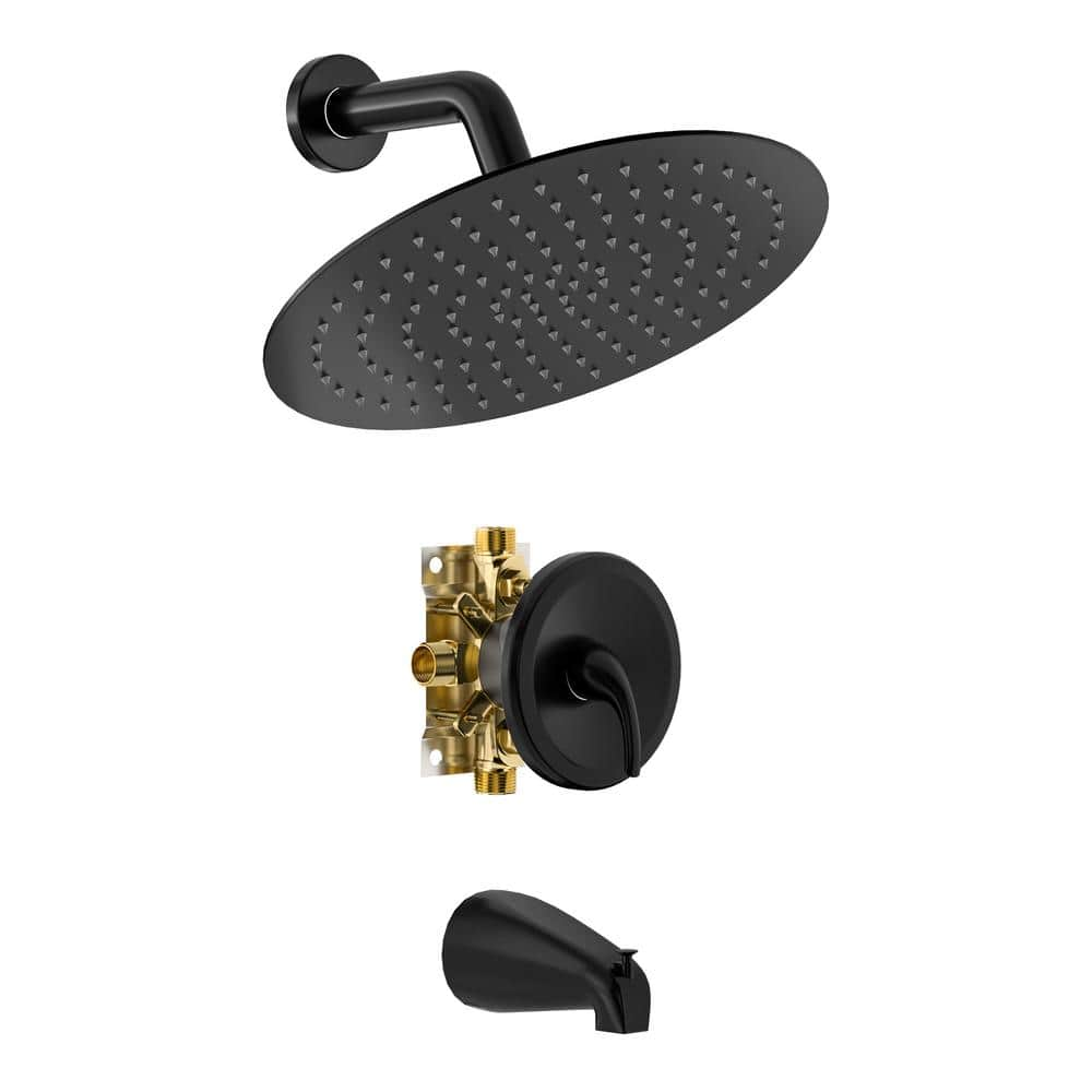 Lordear Single-handle 2-spray Bath Tub And Shower Faucet In Black Valve 