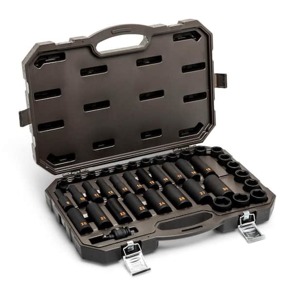 1/2 in. Drive 6-Point Metric Hi-Viz Standard and Deep Impact Socket Set (39-Piece)