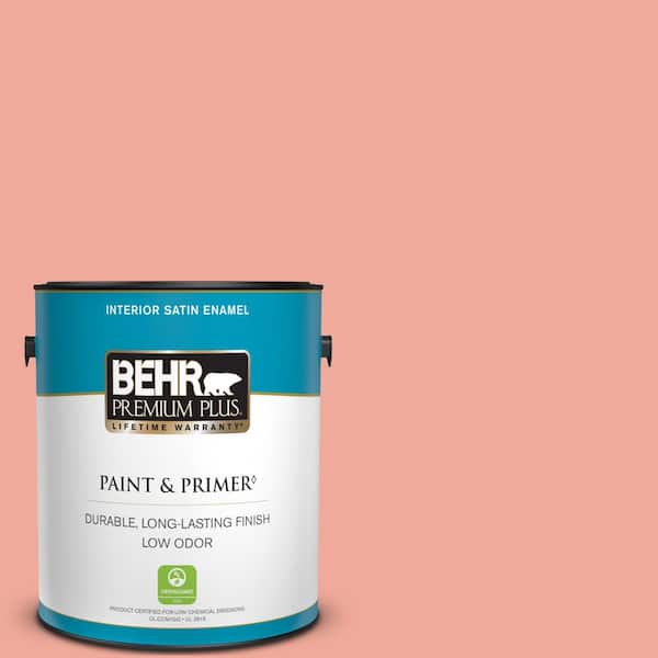 BEHR PREMIUM PLUS 1 gal. #200D-4 Powdered Petals Satin Enamel Low Odor Interior Paint & Primer