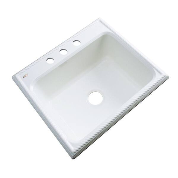 Thermocast Wentworth Drop-In Acrylic 25 in. 3-Hole Single Bowl Kitchen Sink in White