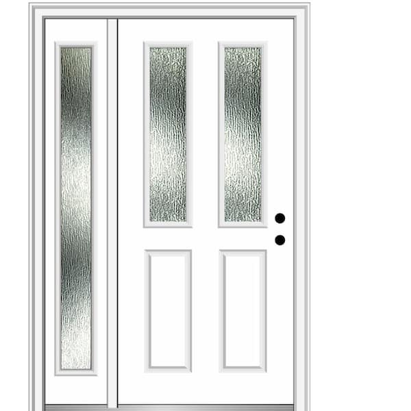 MMI Door 48 in. x 80 in. Left-Hand Inswing Rain Glass Primed Fiberglass Prehung Front Door on 4-9/16 in. Frame