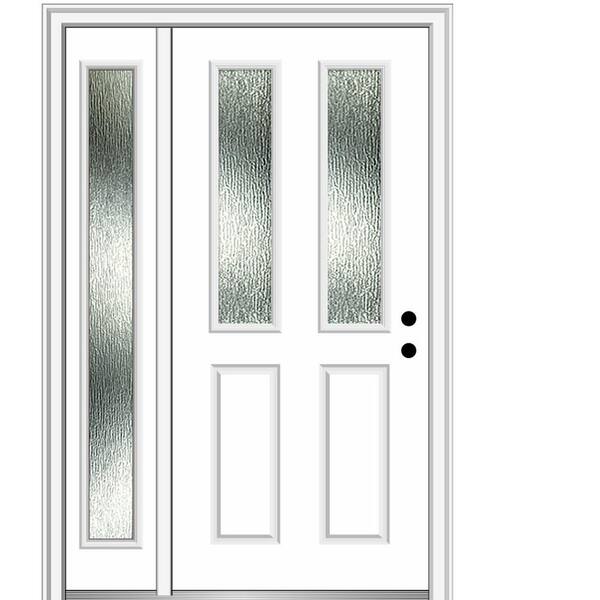 MMI Door 50 in. x 80 in. Left-Hand Inswing Rain Glass Primed Fiberglass Prehung Front Door on 6-9/16 in. Frame