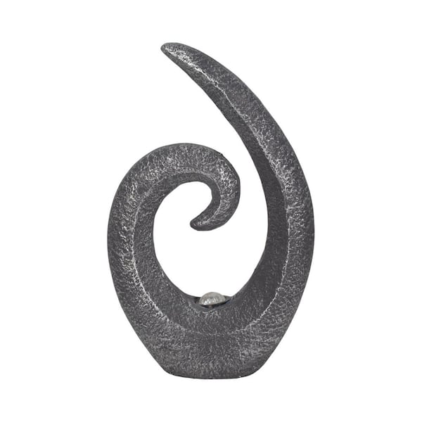 Gray 12 in. x 20 in. Resin Loopy Solar Powered Garden Statuary