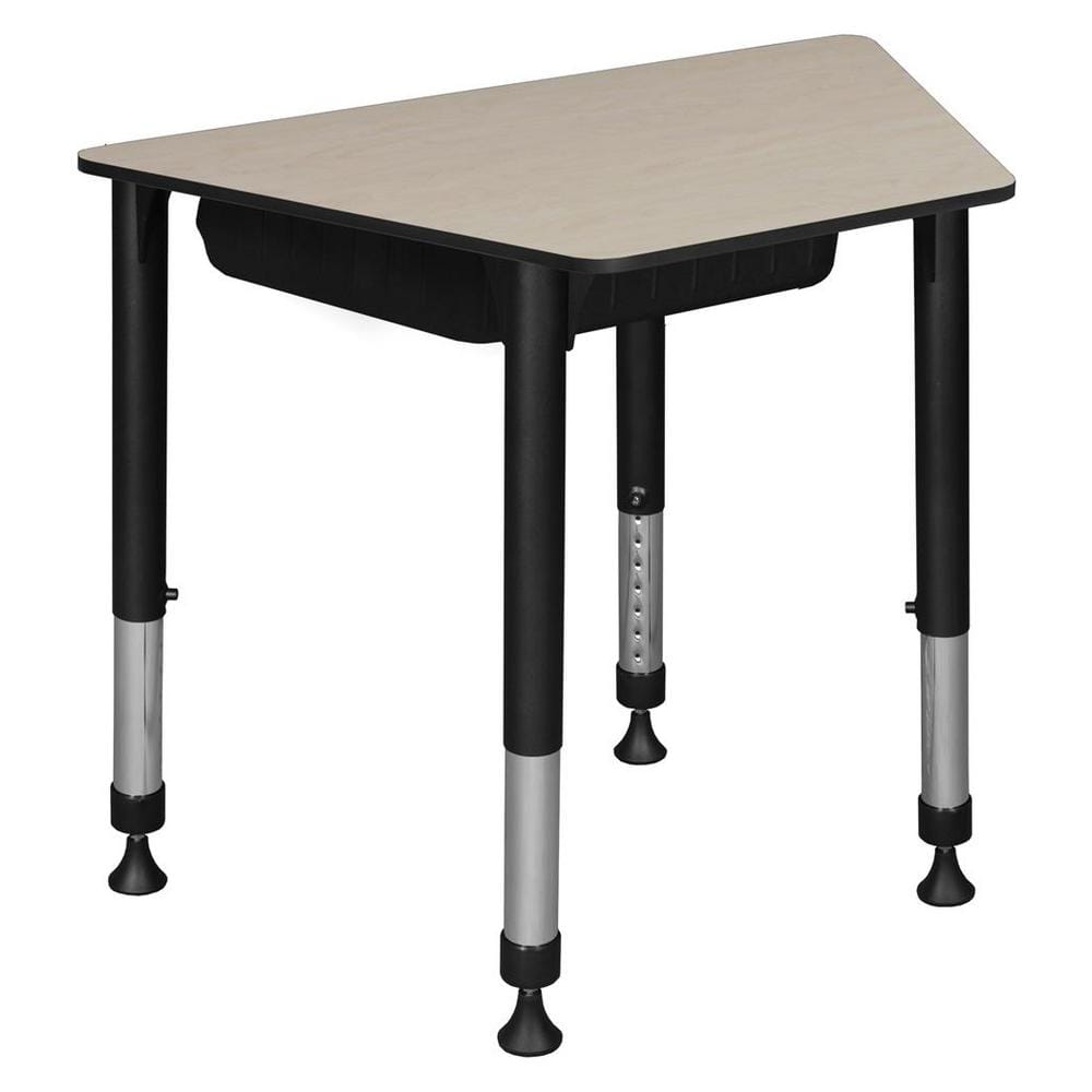 Ayrton 36 in. Rectangular Maple Metal School Desk with Adjustable Height and Book Storage