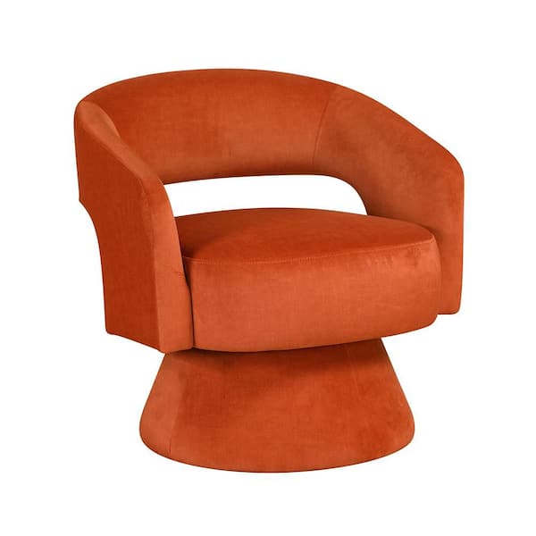 Laurie Orange Velvet Upholstery Swivel Arm Chair