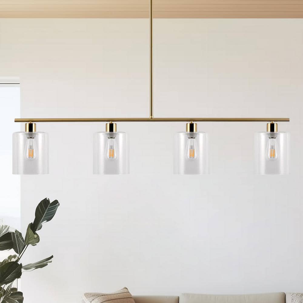 Briignite 240-Watt 4-Light Gold Modern Island Pendant Light with