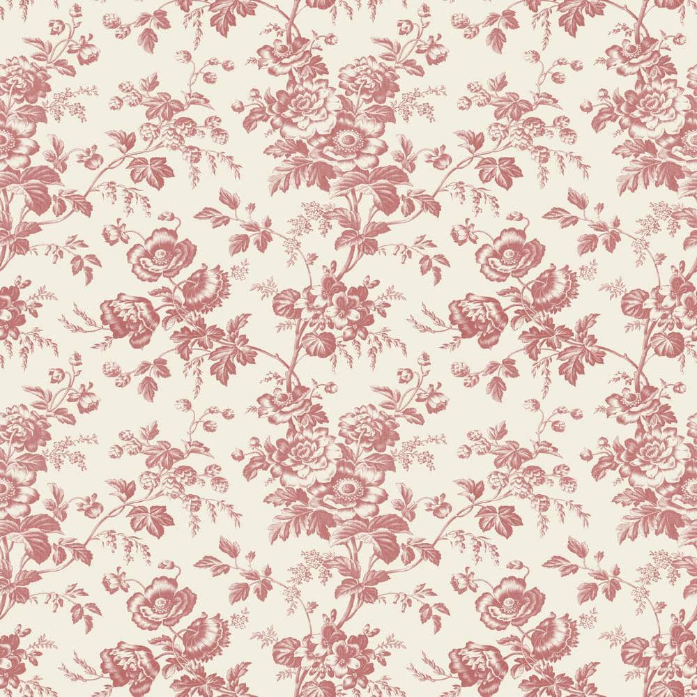 French Red Floral Toile Wallpaper Roll