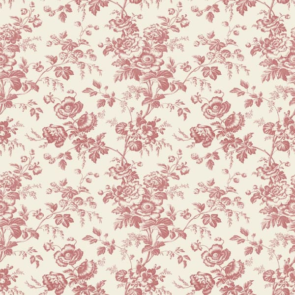 York Wallcoverings Anemone Toile French Red Wallpaper Roll