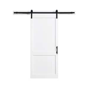 Dorian 36 in. x 84 in. Textured White Sliding Barn Door with Solid Core and U-Shape Soft Close Hardware Kit