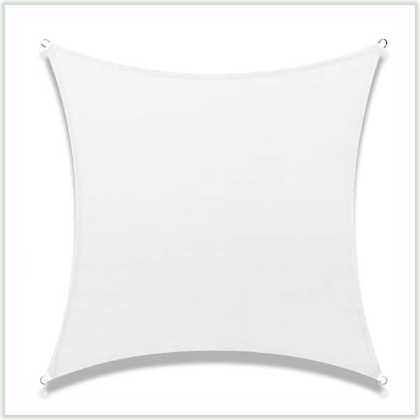COLOURTREE 14 ft. x 14 ft. 190 GSM White Square Sun Shade Sail Screen Canopy, Outdoor Patio and Pergola Cover