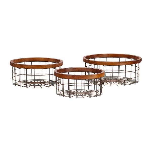 Round Wire Storage Basket, Bronze