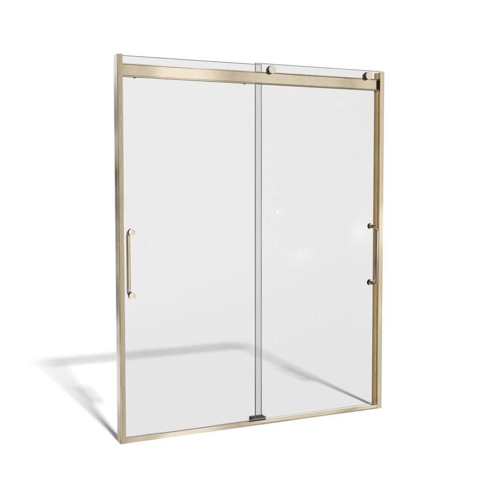 Arelo 56" - 60" Frameless Sliding Shower Door with Brushed Gold Frame