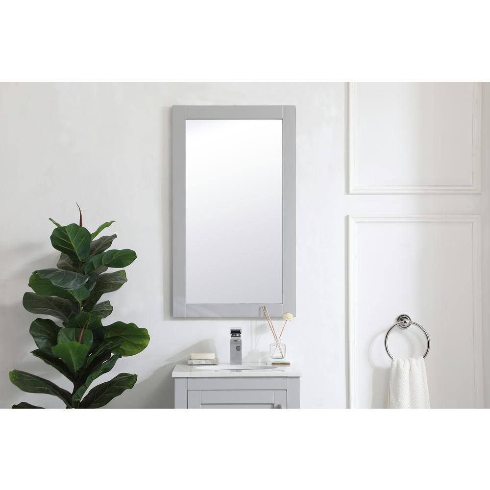Gray Rectangular Wood Bathroom Vanity Mirror 18 x 32 Inch