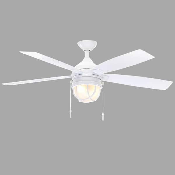 Hampton Bay Seaport 52 in. Indoor/Outdoor White Ceiling Fan with Light Kit
