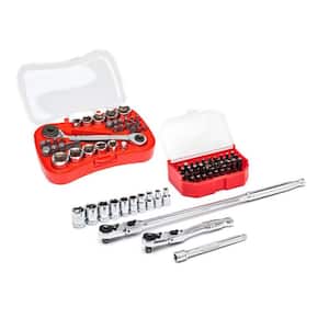 1/4 in. Drive Tight Access Ratchet and Socket Tool Set (80-Piece)