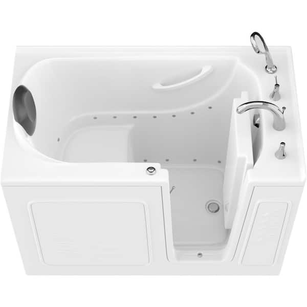 Universal Tubs Safe Premier Series 30 in. L x 52 in. W Right Side Drain Air Jetted Bathtub in White with Fast Filling Faucet Set
