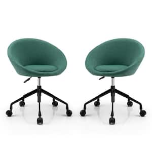 Set of 2 Swivel Home Office Chair Adjustable Accent Chair with Flexible Casters Green