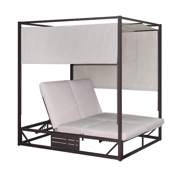Aluminum Outdoor Biege Rectangular Patio Day Bed with Cushions