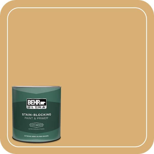 BEHR ULTRA 1 qt. Home Decorators Collection #HDC-AC-08 Mustard Field Extra Durable Semi-Gloss Enamel Interior Paint & Primer