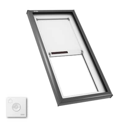 22-1/2 in. x 46-1/2 in. Fixed Curb Mount Skylight with Laminated Low-E3 Glass, White Solar Powered Room Darkening Shade