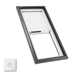 22-1/2 in. x 46-1/2 in. Fixed Curb Mount Skylight with Tempered Low-E3 Glass, White Solar Powered Room Darkening Shade