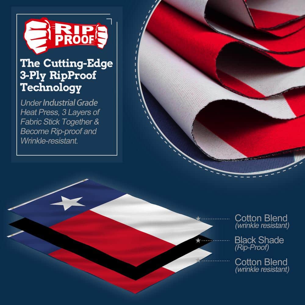 Rip-Proof Double Sided 3-Ply Texas State Flag 3x5 ft
