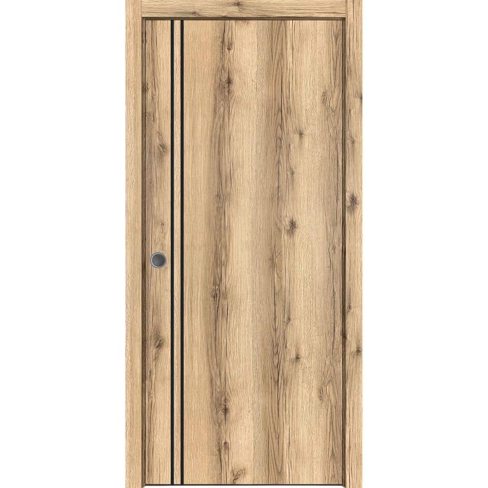 Assemble Required 30 in. x 84 in. 1-Panel Oak Finished Solid Wood with Honeycomb Sliding Door with Hardware price history on PriceWatchPro
