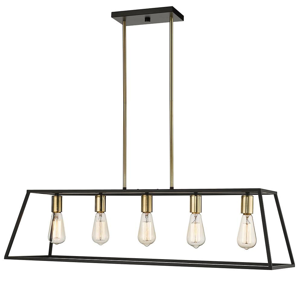 OVE Decors Agnes II 5-Light Matte Black and Gold Rectangular Pendant Light  with Bulb Included PE-AGN238-BLGKY The Home Depot