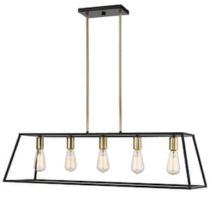 Agnes II 5-Light Matte Black and Light Gold Socket LED Pendant