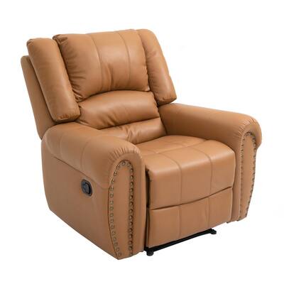 41.25 in. Tan Recliner Chair with Air Leather Oversized Chaise Recliner