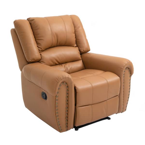 41 25 In Tan Recliner Chair With Air, Oversized Brown Leather Chair
