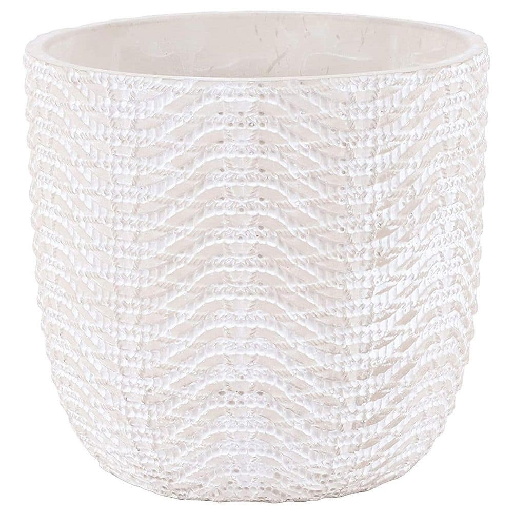 6 inch White & Nature Reed Round Cement Planter - Plant Pot for Sale by Succulents Box
