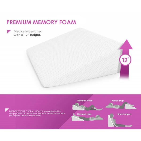 Memory Foam Leg Pillow Removable Cover Protective Pain Relief Pad Provides Support and Comfort Legs Pregnancy Sleep Profile Wedge Knee Support Pillow 
