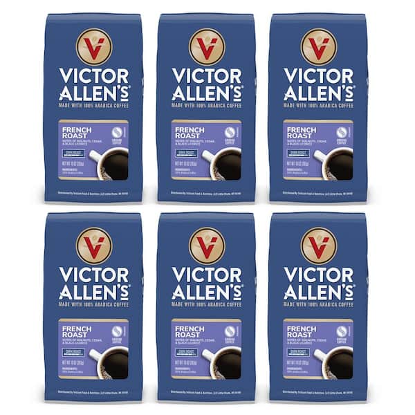 Victor Allen's Coffee French Roast Ground Coffee, Dark Roast, 6-Pack - 10 oz. Bags