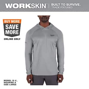 Men's WORKSKIN Gray 3X-Large Hooded Sun Shirt