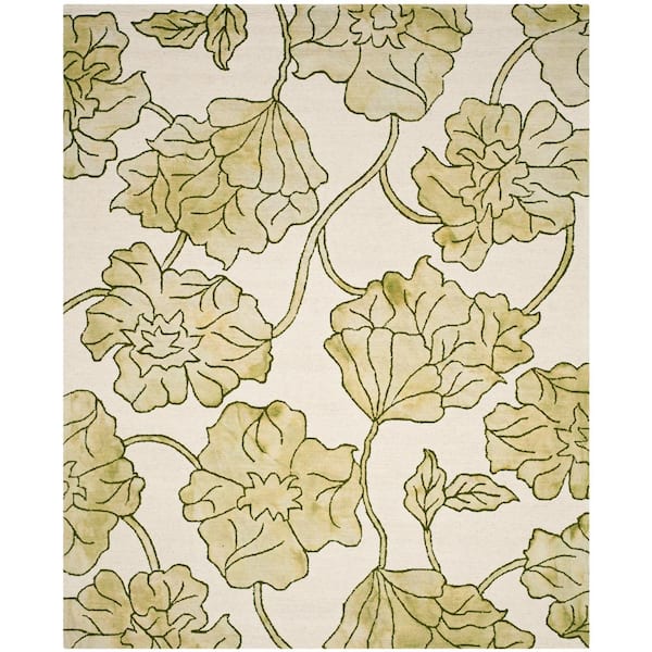 SAFAVIEH Dip Dye Ivory/Light Green 8 ft. x 10 ft. Floral Area Rug
