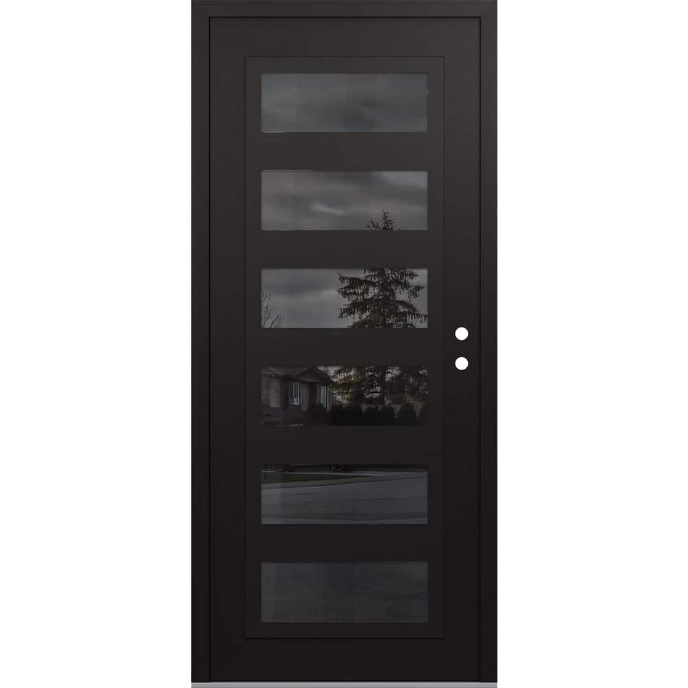 C9 36 in. x 80 in. Black P Left-Hand/Inswing Mirrored Glass Black/Black Steel Prehung Front Door price history on PriceWatchPro