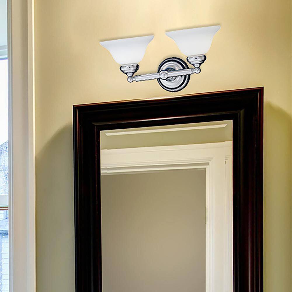 Opal Essense 17.5 in. 2-Light Chrome Classic Vanity Light with Satin Opal Glass Shades price history on PriceWatchPro