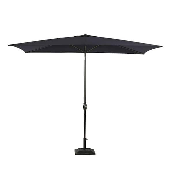 Tenleaf 6.5FT x 10FT Aluminum Push-Up Patio Umbrella in Navy Blue