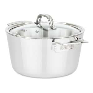 3-Ply Contemporary 5.2 Qt, 4.9L Stainless Steel Dutch Oven with Glass Lid, Mirror Finish