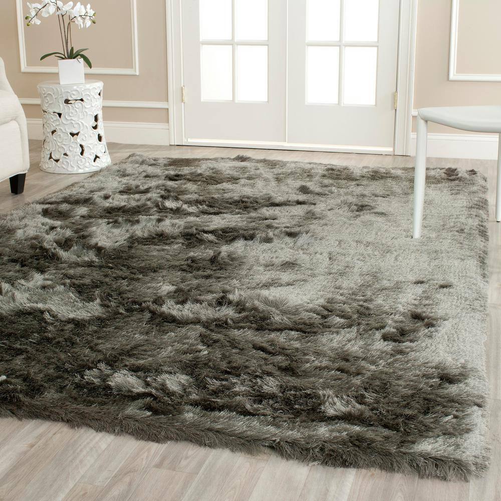 Titanium Tufted Synthetic 4' x 6' Handmade Shag Rug
