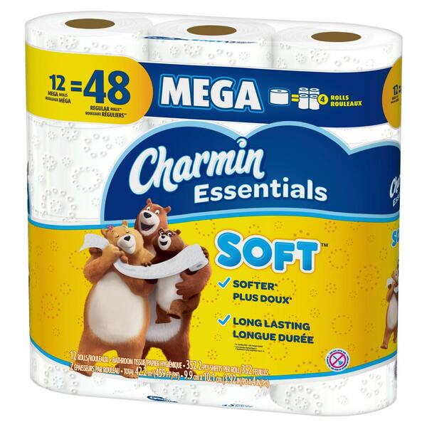 Charmin Essentials Soft Toilet Paper 12 Mega Rolls 003700060598 The Home Depot