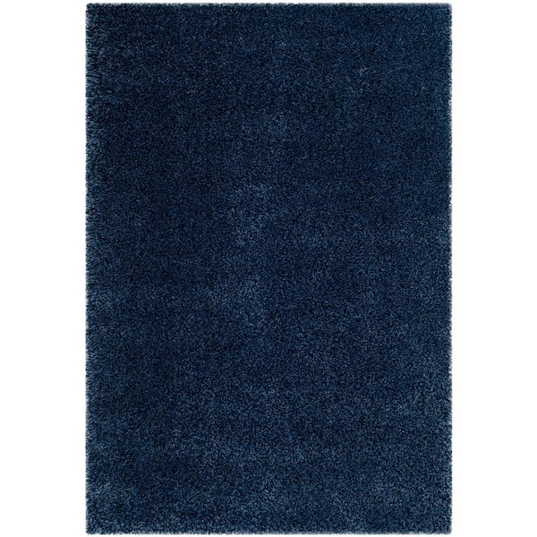 California Shag Navy 8 ft. x 10 ft. Solid Area Rug