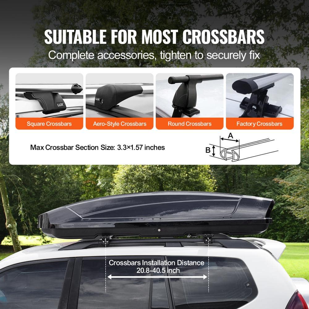 VEVOR 18 Cubic Feet Black ABS Rooftop Cargo Carrier