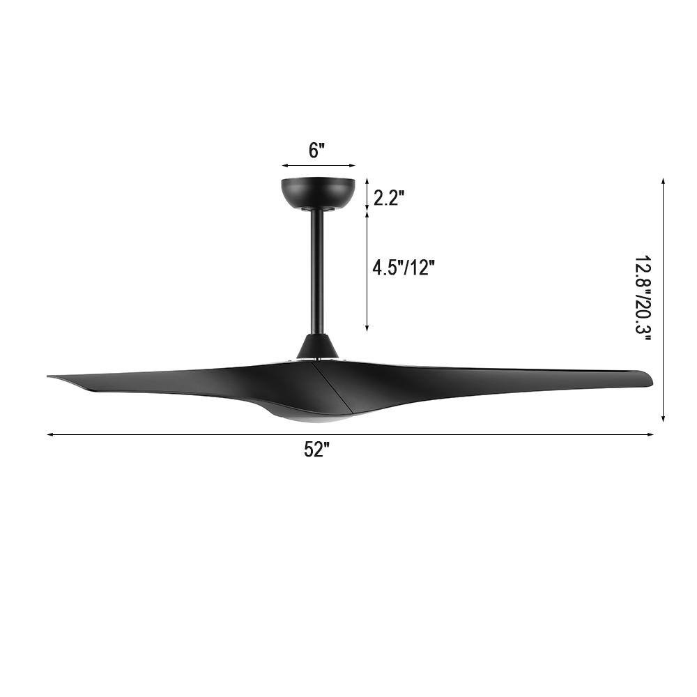 52'' Black Indoor Ceiling Fan with LED Light and Remote